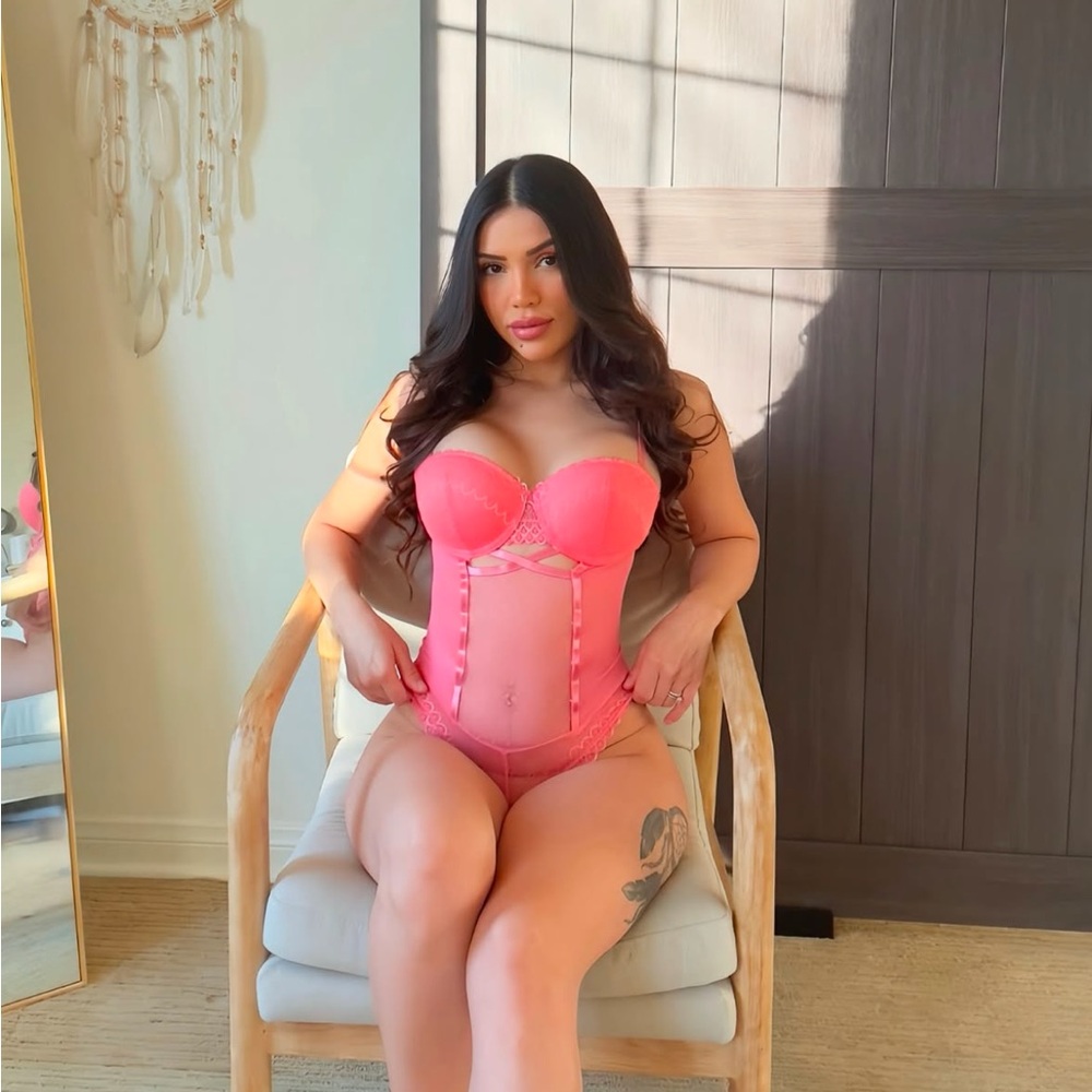 Pink Lingerie Bralette Bodysuit